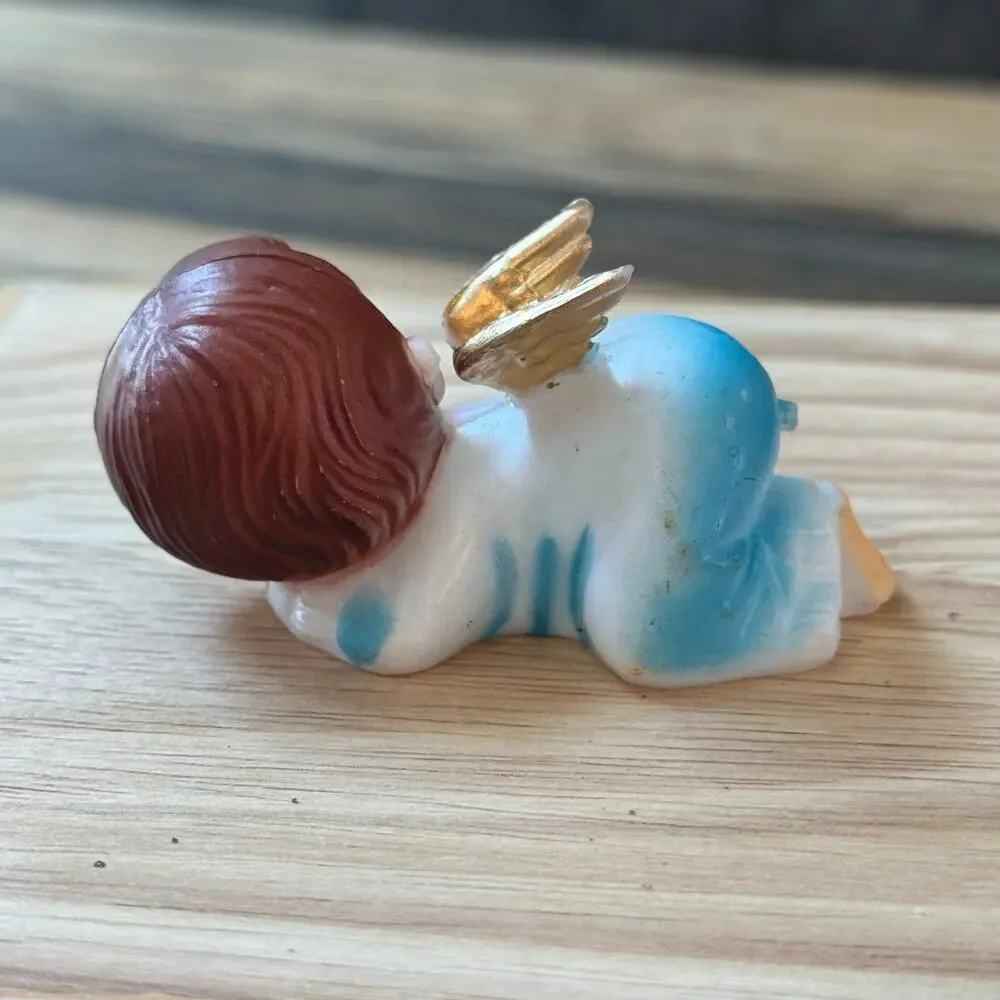 Vtg 1985 Wilton Baby Angel Cake Topper 60847 & Plastic Shower Favors Decor Lot